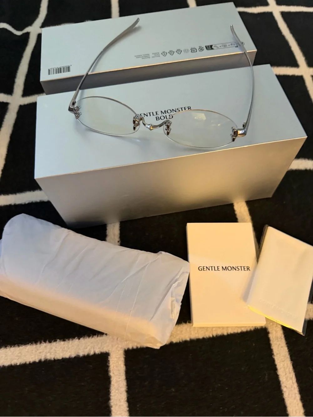 GENTLE MONSTER Furi Silver Rimless Oval Clear Glasses